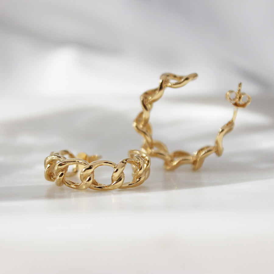 Estée - Earring 18k Gold Plate chain hoops